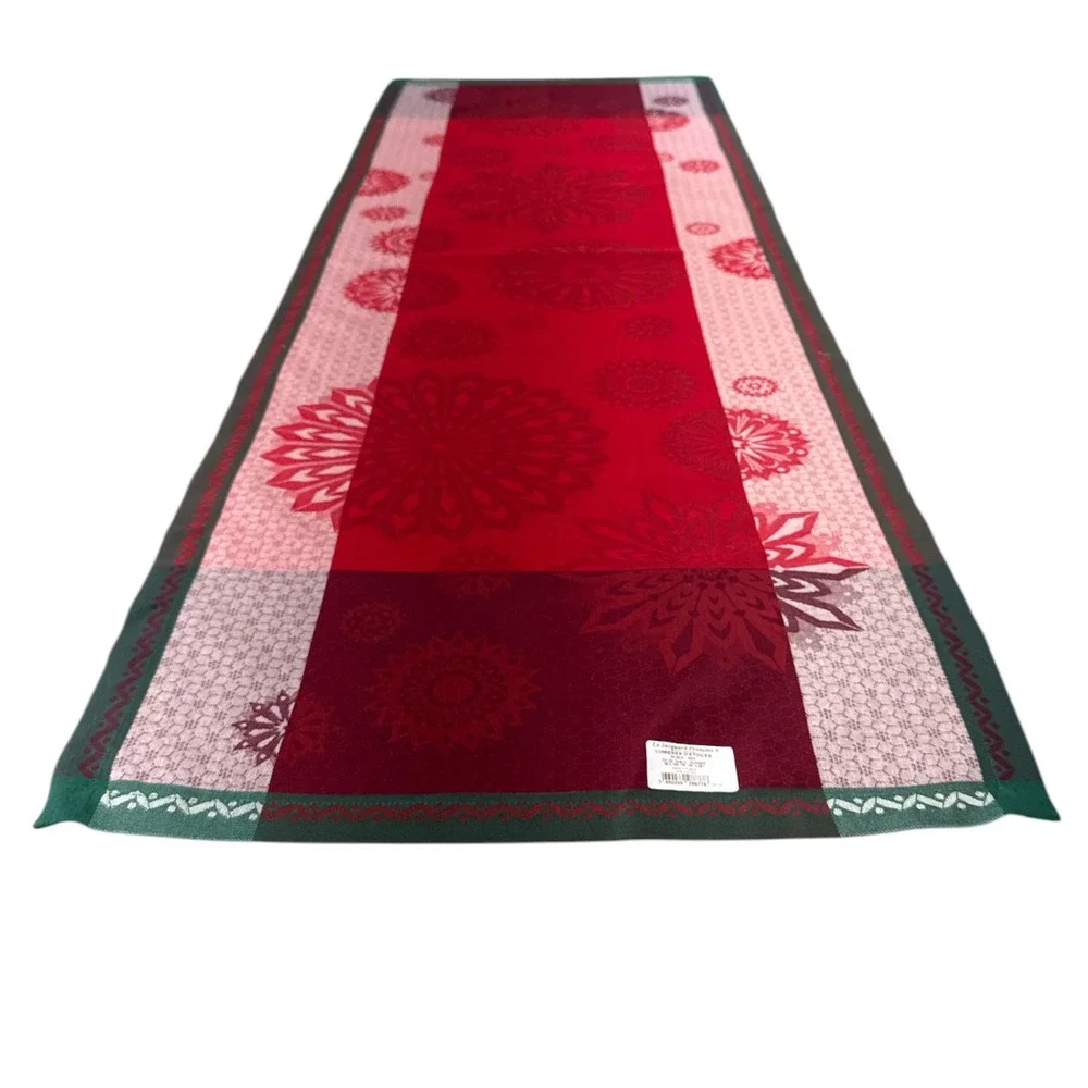 Le Jacquard Francais Runner Lumières‎ d'étoiles Cotton Rubis Red 20 X 59 NWT